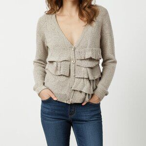 Anthropologie Moth Ruffle Peplum Cardigan Sweater Size M